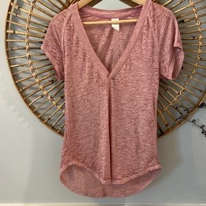 FREE PEOPLE short sleeve v neck burnout top